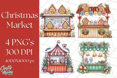 Cozy Christmas Market Stall Clipart PNG, Holiday Art Png Product Image 1
