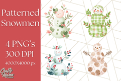 Patterned Snowman Silhouette PNG Clipart Product Image 1