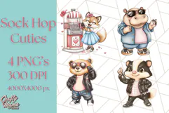 Sock Hop Animal Dance Party PNG Clipart, Cute Retro 1950s Product Image 1
