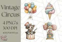 Vintage Carnival Animals Clipart PNG, Retro Circus Elements Product Image 1
