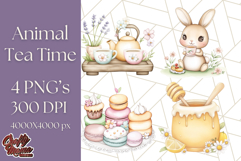 Tea Time Animal Clipart PNG Woodland Forest, Cottagecore Png Product Image 1