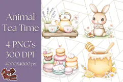 Tea Time Animal Clipart PNG Woodland Forest, Cottagecore Png Product Image 1