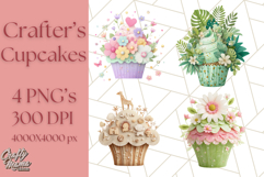 Paper Cupcake Clipart Layered Paper Scrapbook Collage Png Product Image 1