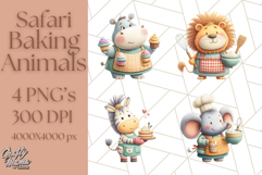 Cozy Safari Baking Animals PNG, Cute Jungle Kitchen Art Product Image 1