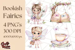Bookish Fairy PNG Clipart, Whimsical Reading Elements Png Product Image 1