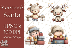 Storybook Santa &amp; Friends PNG Clipart, Christmas Png Clipart Product Image 1
