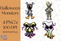 Halloween Monster Clipart PNG, Cute Spooky Characters Product Image 1