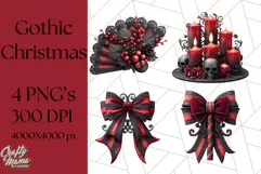 Gothic Christmas Clipart Dark Holiday PNG, Dark Christmas Product Image 1