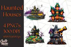 Haunted Houses Clipart PNG, Spooky Halloween Homes Product Image 1
