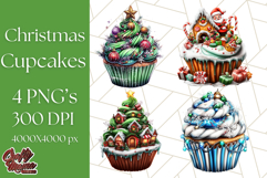 Christmas Cupcake PNG Clipart, Cute Food PNG, Holiday Treat Product Image 1