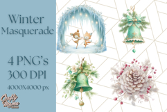 Winter Animal Masquerade Clipart PNG Woodland Animals Product Image 1