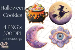 Halloween Cookie Clipart PNG, Spooky Sugar Treat Art Product Image 1