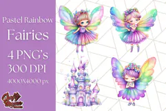 Pastel Fairy Clip Art PNG With Glitter, Rainbow Fairy Png Product Image 1