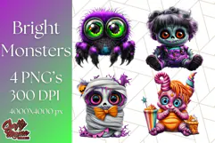 Spooky Cute Monster PNG Clipart, Adorable Halloween Monsters Product Image 1