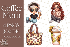 Sassy Mom Coffee PNG Clipart, Messy Bun Mom Life PNGs Product Image 1