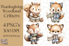 Thanksgiving Woodland Animals Clipart PNG Product Image 1