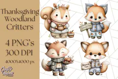 Thanksgiving Woodland Animals Clipart PNG Product Image 1