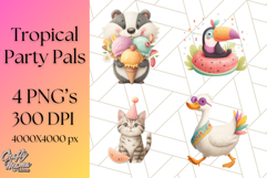 Tropical Fruit Party Animals PNG Clipart, Cute Summer Animal Product Image 1