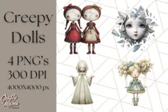 Creepy Dolls Clipart PNG Haunted Toy Characters Product Image 1