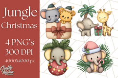 Safari Christmas PNG Clipart, Cute Jungle Animal Art Product Image 1
