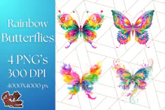 Colorful Butterfly Clipart PNG Clipart, Rainbow Butterfly Product Image 1