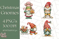 Christmas Gnome Clipart, Holiday Gnomes PNG Illustrations Product Image 1