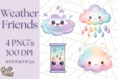 Kawaii Weather Clipart PNG, Cute Pastel Weather Icons Product Image 1