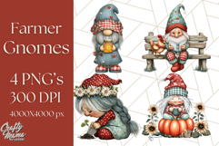 Farmer Gnome Clipart, Cute Farm Gnomes PNG Illustrations Product Image 1