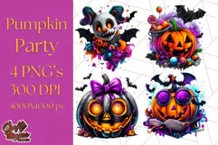 Pumpkin Party Halloween Clipart PNG, Cute Spooky Elements Product Image 1