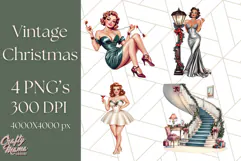 Vintage Glamorous Christmas Party Clipart PNG, Holiday Png Product Image 1
