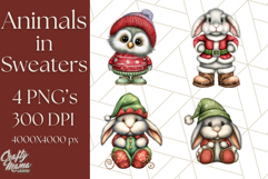 Christmas Animal Clipart, Festive Animals in Holiday Outfits Product Image 1