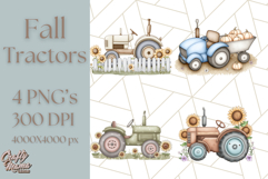 Fall Tractor Clipart PNG, Vintage Tractors With Pumpkins Product Image 1