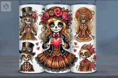 4 Zombie Doll. Valentines Tumbler Wrap Sublimations, 20 oz Product Image 3