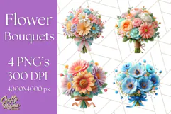 Pastel Flower Bouquet PNG Clipart, Elegant Floral Art Product Image 1