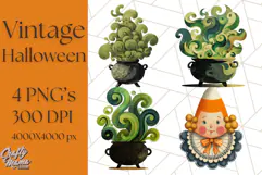 Vintage Halloween PNG Clipart, 1950s Retro Graphics Clip Art Product Image 1