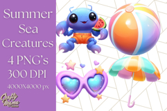 Sea Creatures With Summer Accessories PNG Clipart Product Image 1