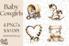Cowgirl Baby Clipart PNG, Cute Toddler Western Outfit Art Product Image 1
