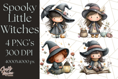 Spooky Little Witches Halloween Clipart PNG Product Image 1