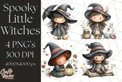 Spooky Little Witches Halloween Clipart PNG Product Image 1