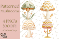 Dreamy Patterned Mushroom Clipart PNG, Forest Elements Png Product Image 1