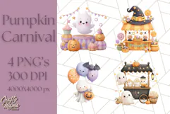 Creepy Carnival Halloween Clipart PNG with Hayride Art Product Image 1