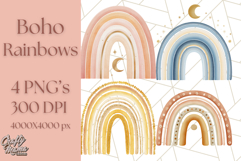 Boho Rainbow PNG Clipart, Earthy Arches &amp; Minimal Shapes Product Image 1