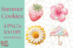 Summer Iced Cookie Clipart PNG, Cute Tropical Cookies Product Image 1