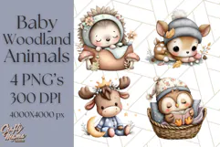 Woodland Nursery Baby Animals Clipart, Cute Animals Png Product Image 1