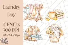 Cozy Laundry Day Clipart PNG Pastel Home Decor, Home Png Product Image 1