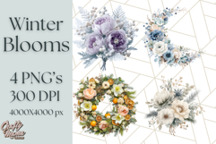 Whimsy Winter Florals Clipart PNG, Christmas Png Clipart Product Image 1