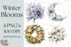 Whimsy Winter Florals Clipart PNG, Christmas Png Clipart Product Image 1