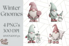 Cozy Winter Gnome Clipart PNG, Christmas Gnome Clip Art Product Image 1