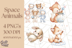 Kawaii Space Creatures Clipart PNG, Galaxy Alien Clip Art Product Image 1