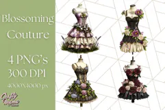 Couture Floral Dress Form PNG Clipart, Vintage Style Flowers Product Image 1